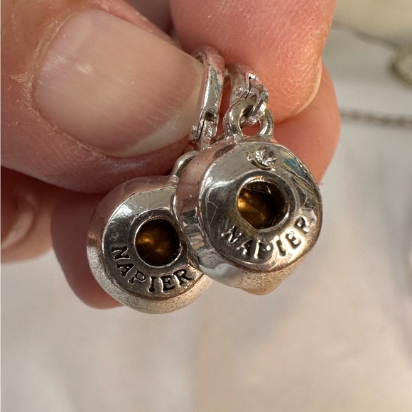 Chic silvertone cubic zirconia Napier earrings - Picture 3 of 6